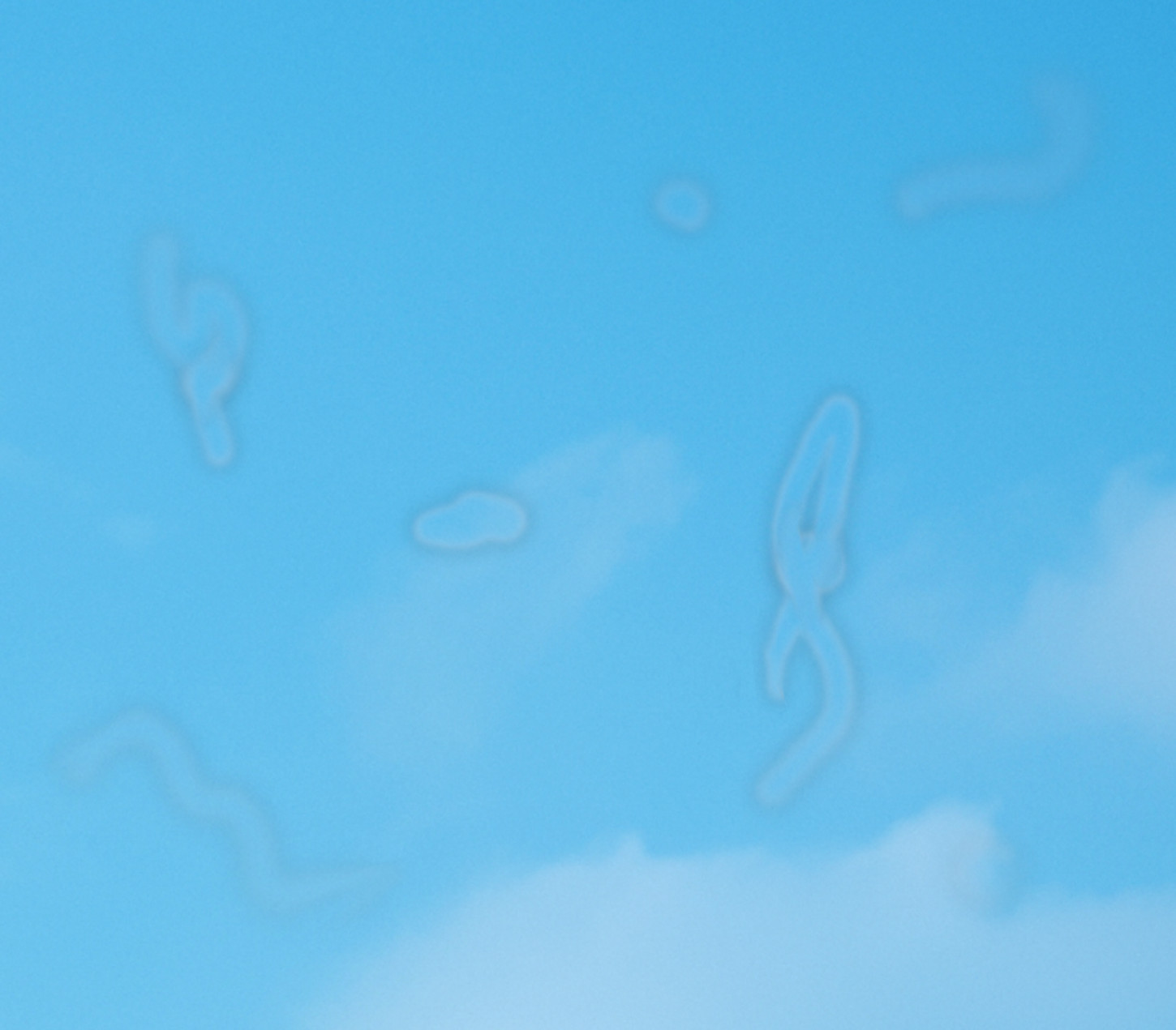 Artistic rendering of multiple translucent eye floaters on a blue background.