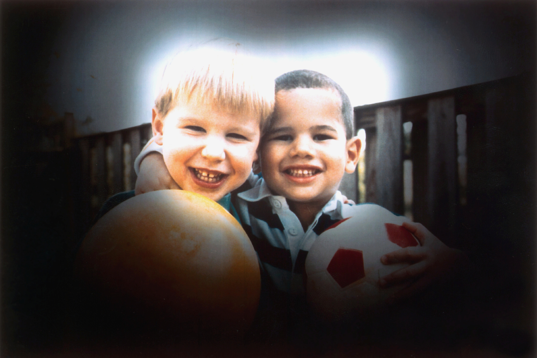 Simulation of peripheral vision loss due to glaucoma showing two children with central vision preserved