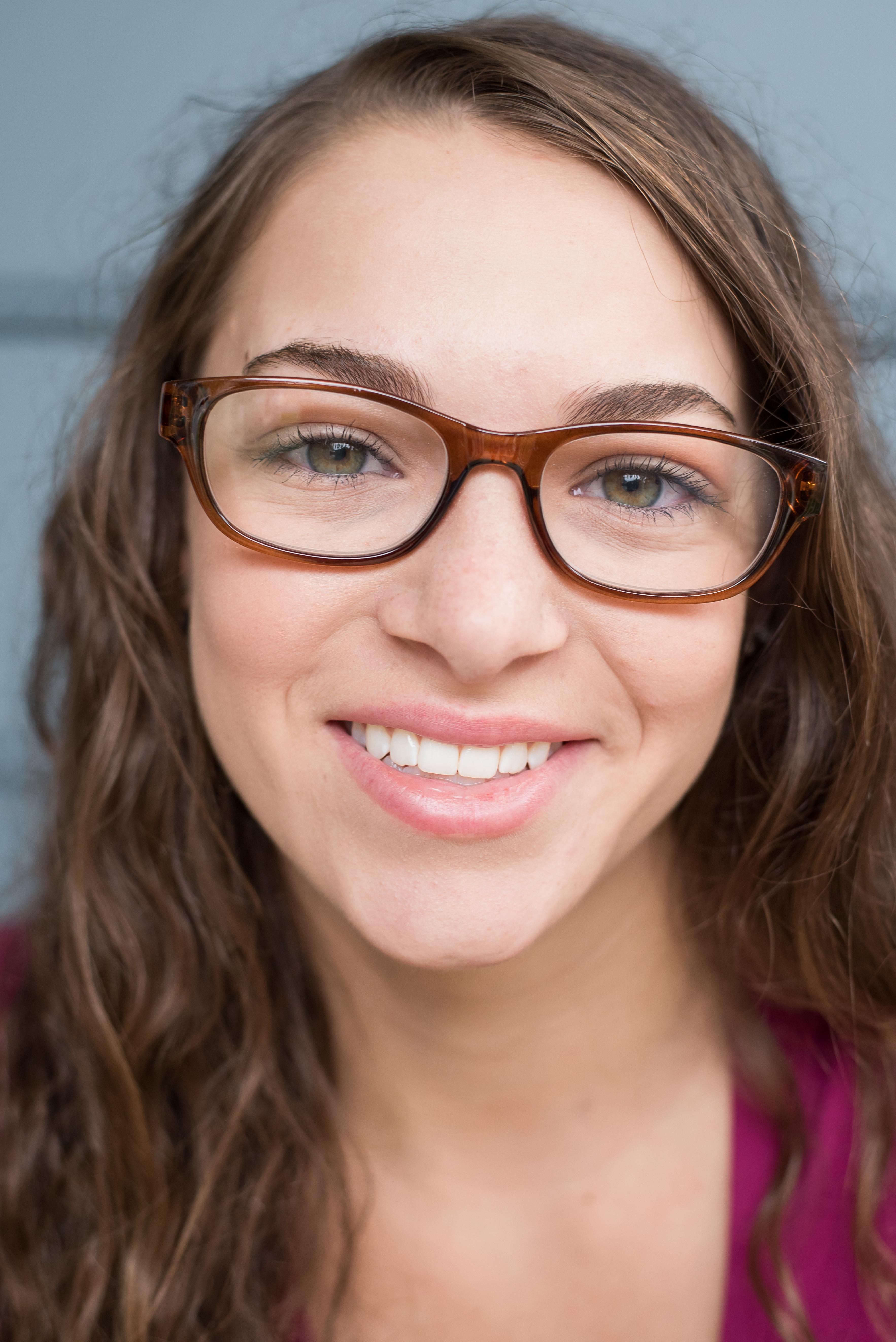 Close-up portrait showing comfortable eyes behind glasses